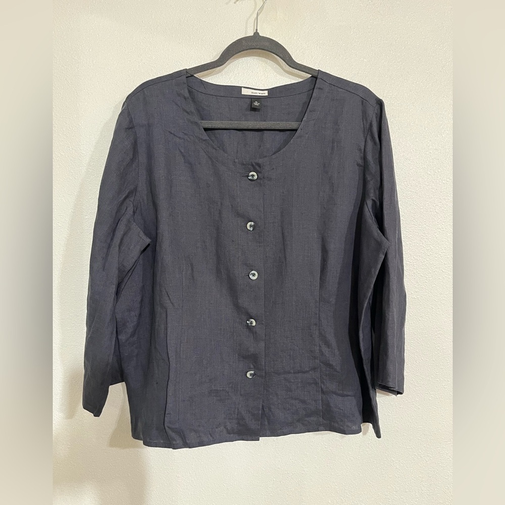 Marc ware 100% Linen XL box minimalist gray top NWT